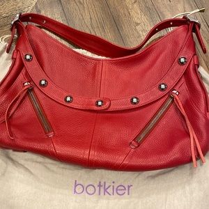 Botkier red leather bag with silver metal accents